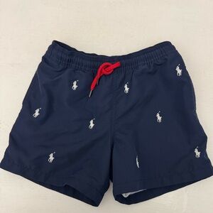 Polo Ralph Lauren Boys Swim Trunks Shorts Blue White All Over Print Size 5